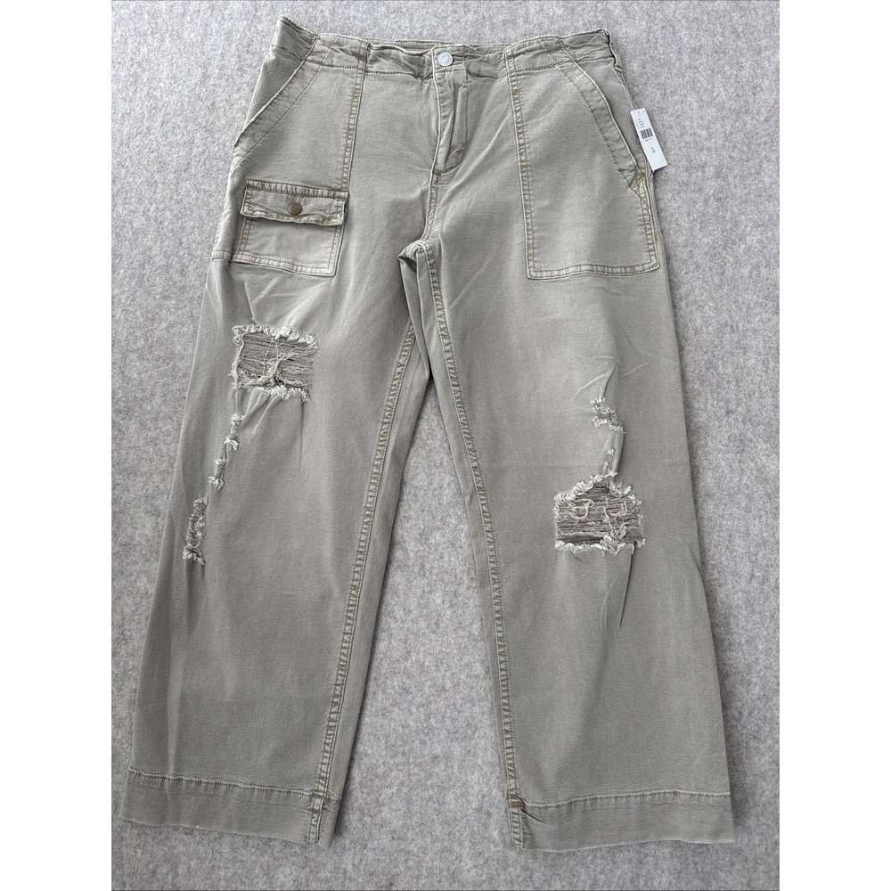 Pilcro Wide Leg Distressed Cargo Pants Ankle Cropped Womens 29 New